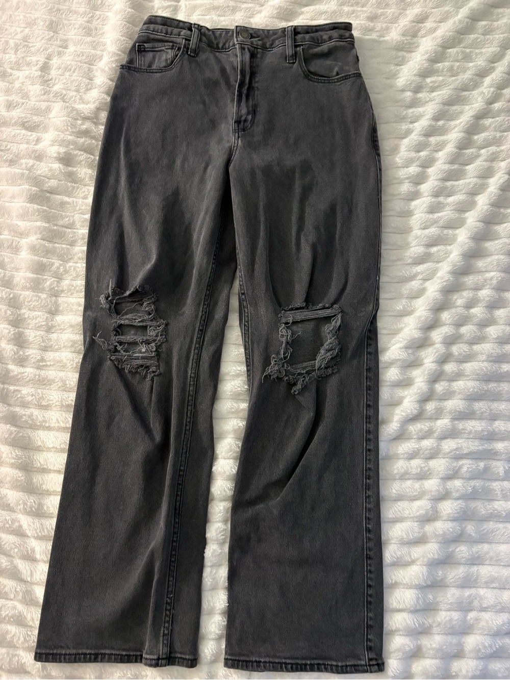 Hollister Black Distressed Straight-Leg Jeans